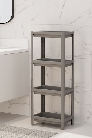 4 Katlı Slim Mutfak & Banyo Raf Ünitesi, Gri Gri