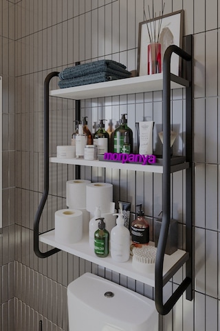 Morpanya Elony Klozet Üstü Düzenleyici Raf Banyo Düzenleyici Raf Klozet Üstü Raf Banyo Raf Dolap Beyaz