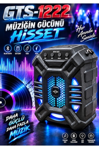 Gts-1222 Taşınabilir Kablosuz Bluetooth Hoparlör & Karaoke Seti