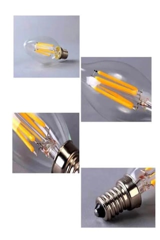 6w E14 Şeffaf Günışığı Mum Rustik Led Ampul 4 Adet