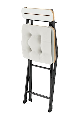 Bistro Sandalye Katlanır Minderli Bahçe Sandalyesi Beyaz 1406