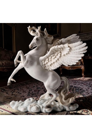 Dekoratif Pegasus At Biblo Wise Veronese Mitolojik Kanatlı At Poliresin Obje 28 Cm .