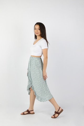 Kadın Fırfırlı Viskon Etek Su Yeşili