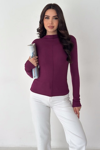 Noa & Noa Kadın Dikiş Detaylı Fit Bluz White Line Mor