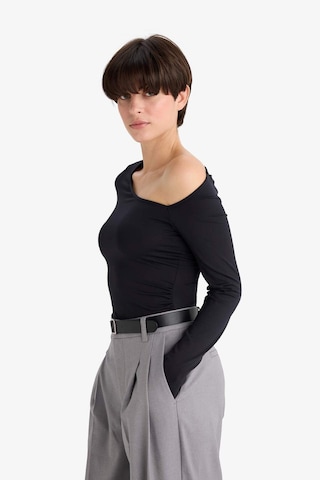 Defacto Slim Fit Dar Kesim Tek Omuzlu Uzun Kollu Body G5965ax25wnbk81 Siyah-bk81