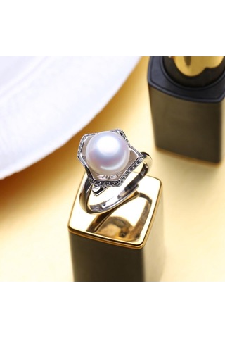 Mor Lsooyh Büyük 10-11mm Doğal Tatlı Su Inci Yüzükler Kadınlar Için Moda Kadın Kübik Zirkonya Cz Yüzük Mor