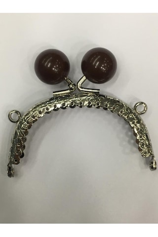 Karantuhafiye Çanta Ve Cüzdan Klipsi Oval 20 Cm Incili Model Gümüş Kahve İnci Gümüş Kahve İnci Çok Renkli