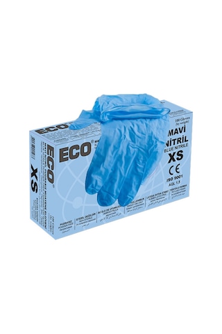 Eco Nitril Pudrasız Muayene Eldiveni Mavi 100'lü