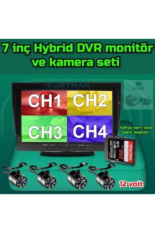 Tarımsal Araçlara 7'' Dvr Ekran Ve 4 Ad Beyaz Ledli Kamera Seti
