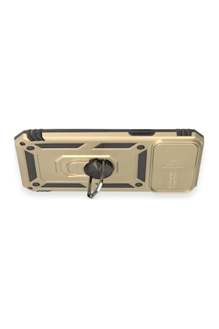 iPhone Uyumlu 12 Pro Max Kılıf Pars Lens Yüzüklü Silikon - Gold Çokrenkli