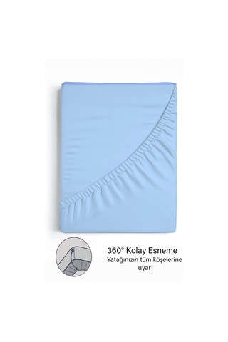 Ranforce Mavi Pamuklu Tek / Çift Kişilik Battal Tam Kenar Lastikli Çarşaf 14 Renk Fıtted Mavi