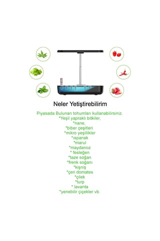 Akıllı Bahçe 4 Mevsim Topraksız Ev Bahçesi Doğal Bitki Sebze Yetiştirme 12 Bölmeli Alan