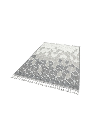 Loft Lf03 Geometrik Desenli Gri Modern Salon Halısı Hav Toz Vermez