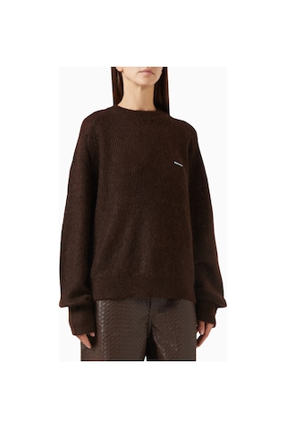 Rotate Birger Christensen Oversized, Mohair Ve Yün Karışımı Kadın Kazak Kahverengi