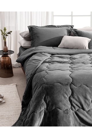 Madame Coco Kaira King Size Comforter Set Antrasit - Gri