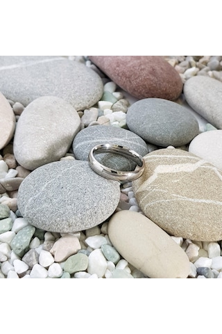Chavin 4 Mm Söz Nişan Gri Bayan Erkek Çelik Yüzük Eh24By Gümüş