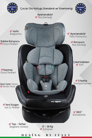 Prego Profix Pro Signal 360  Derece Dönebilen Isofixli 0-36 KG Oto Koltuğu