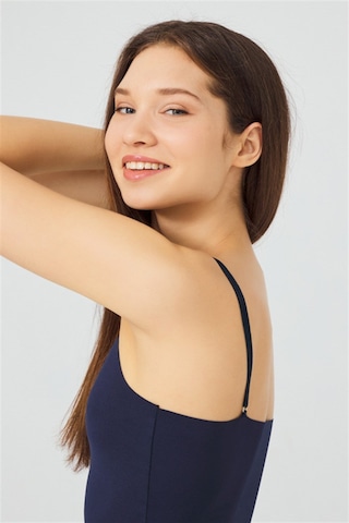 Cottonhill Lacivert Ayarlanabilir İnce Askılı Lazer Kesim Kadın Crop Büstiyer Lacivert