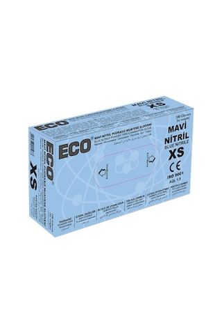 Eco Nitril Pudrasız Muayene Eldiveni Mavi 100'lü