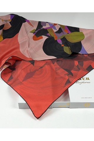 Aker Bosphorus Çift Taraflı İpek Twill Eşarp 89147112 Nar Kırmızısı