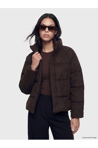 Lcw Vision Kahverengi Oversize Kadın Şişme Mont