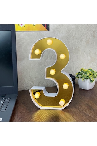 Dekoratif Led Işıklı 3D 3 Rakamı Büyük Boy Organizasyon Doğum Günü Kutlama