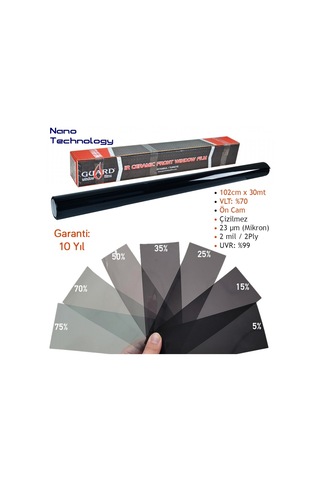 Guard Ceramic 7080 Ir Ön Cam Filmi Vlt %70 102 CM x 30 M Mt Nano Teknoloji