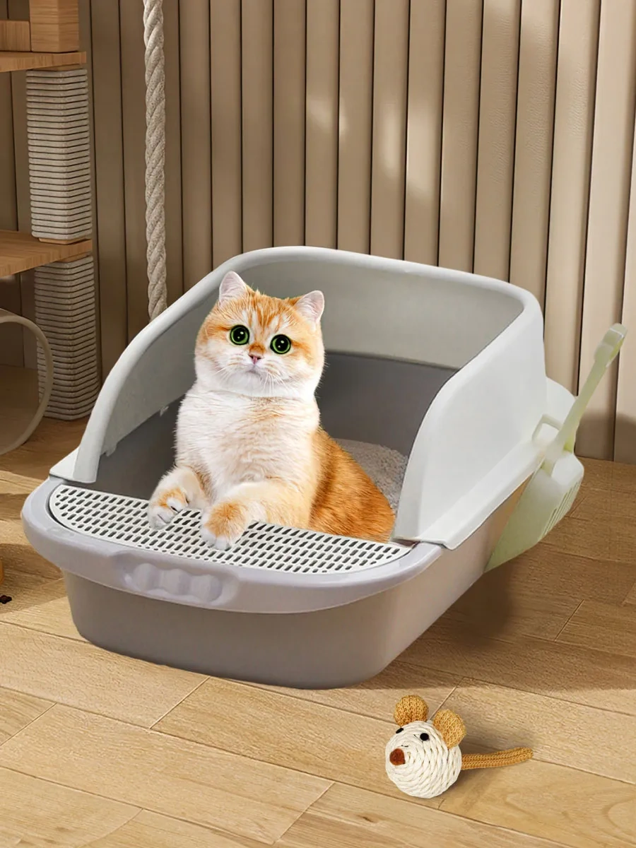 Hausland Kediler İçin Büyük, Yüksek Kenarlı Ve Spatula İle Birlikte Gelen Tuvalet Kabı 171730198