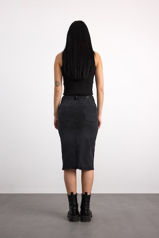 50286-73599 Kadın Regular Fıt Mıdı Denim Etek 50286-73599 Gri - Siyah