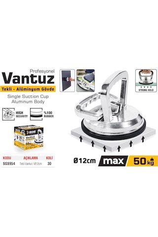 Sgs954 - 50 Kg Tekli Alüminyum Cam Seramik Fayans Ahşap Tutma Taşıma Vantuzu 12cm