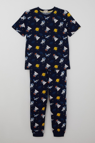 Paty Kıds Erkek Çocuk Pijama Takımı Kısa Kollu Uzay Temalı Astronot Desenli 8-12 Yaş, Lacivert