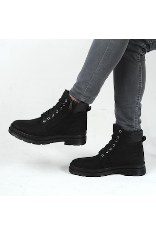 Bulldozer 220235 Siyah Nubuk Kışlık Erkek Deri Bot Siyah