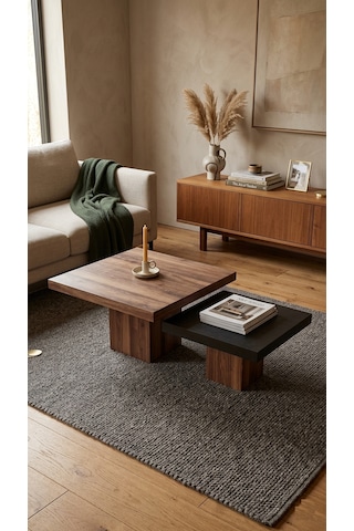 Most Marmoris %100 Mdf Aytaşı Ceviz Ayak Orta Sehpa Set Evinize Teslim Ceviz Ayak Siyah