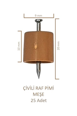 Çivili Raf Pimi Meşe 25 Adet Meşe