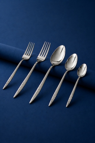 Salkım 60 Vibe Steel Parça 12 Kişilik Çelik & Kutulu Çatal & Kaşık Takımı Gümüş
