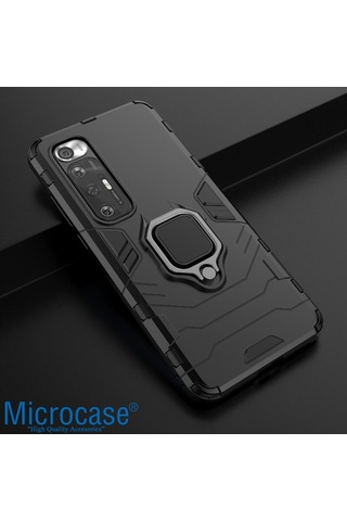 Xiaomi Mi 10S Batman Serisi Yüzük Standlı Armor Kılıf - Siyah