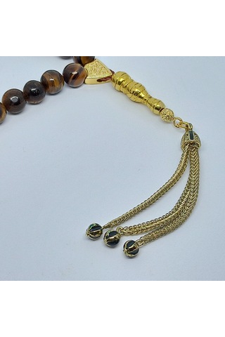 Kesebe Doğal Kaplan Gözü Taşlı Tespih - El Yapımı Koleksiyonluk Parça Çok Renkli