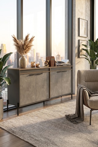 Yurudesign Vista E Ofis Konsol Klasör Dolabı Metal Ayaklı Kahve-B