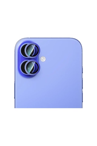Apple Uyumlu iPhone 16 Caseworld Alloy Serisi Oleofobik Anti Reflective Kamera Lens Koruyucu Mavi