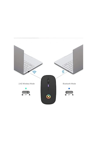 Hpy Pazar Led Aydınlatmalı Şarjlı Sessiz Kablosuz Mouse Diğer