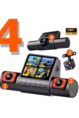 M90 Pro 1080p 4 Kameralı Araç İçi Kamera Ön Arka Ve İç Kayıt