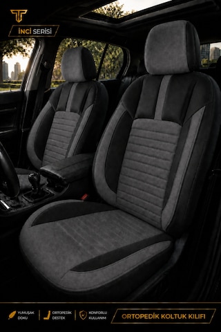 Toyota Hilüx 2006-2014 Uyumlu İnci Serisi Füme Siyah Oto Koltuk Kılıfı