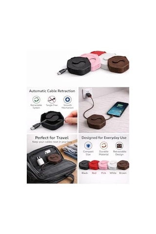 Taşınabilir Kablo Düzenleyici, Otomatik Sarma Aparatı, Usb Şarj Kablosu Toplayıcı, Seyahat İçin Kablo Organizer Siyah