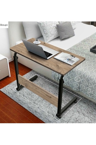 Sekizincicaddedizayn Yükseklik Ayarlı Çalışma Masası - Ceviz (Tekerli) 80X40