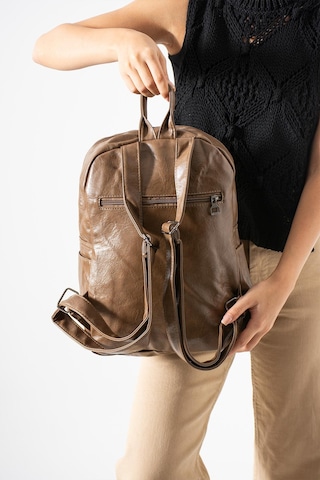 571 Collections Suni Deri Yıkama Sırt Çantası Poliüretan Vizon Model: 571-14-16h Vizon