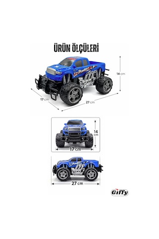Uzaktan Kumandalı Canavar Ranger Araba Şarjlı Full Fonksiyon 4x2 Off Road Kamyon Oyuncak Arazi Aracı Mavi