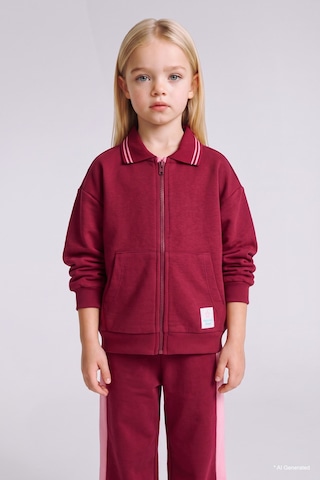 Defacto Polo Yaka Cepli Kalın Sweatshirt Hırka Kız Bebek I0629a526aubr239 Bordo-br239