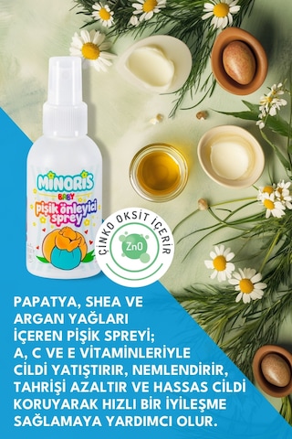 Minoris Baby Organik Pişik Önleyici Sprey - 100 ML
