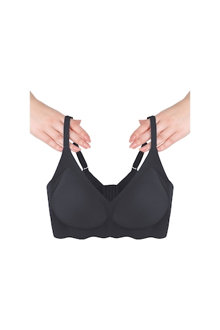 Balensiz Lazer Dikişsiz Görünmez Çıkarılabilir Pedli Sütyen Siyah