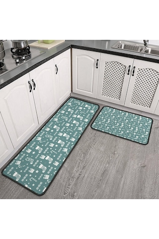 Noel Desenli 2'li Mutfak Matı, Anti-yorgunluk, Yastıklı Ve Kaymaz, Mutfak Ve Ofis İçin Noel Çorap Simgesi